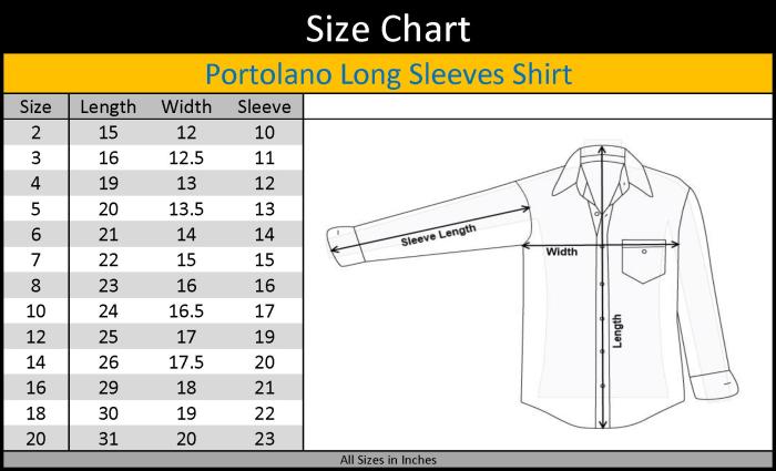 Dress shirt size chart men's