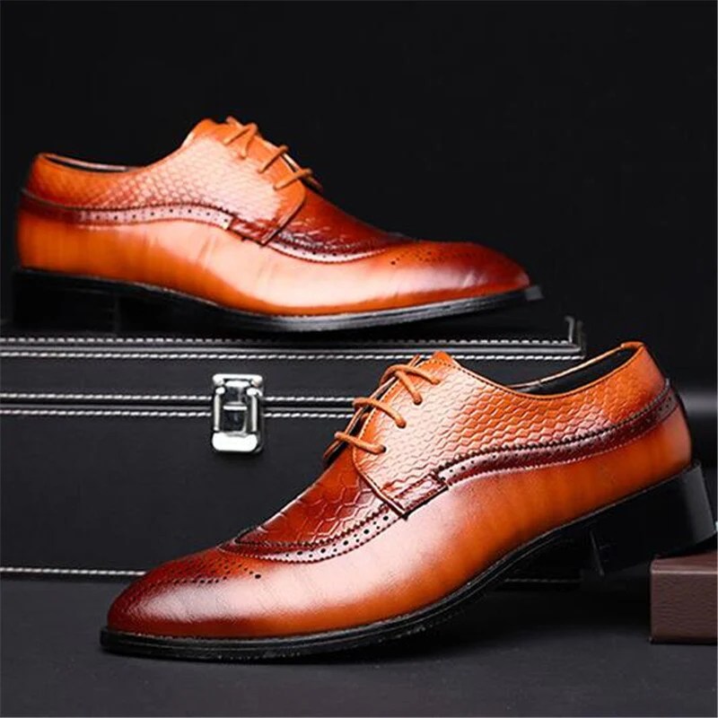 Mens brown pointed dress shoes