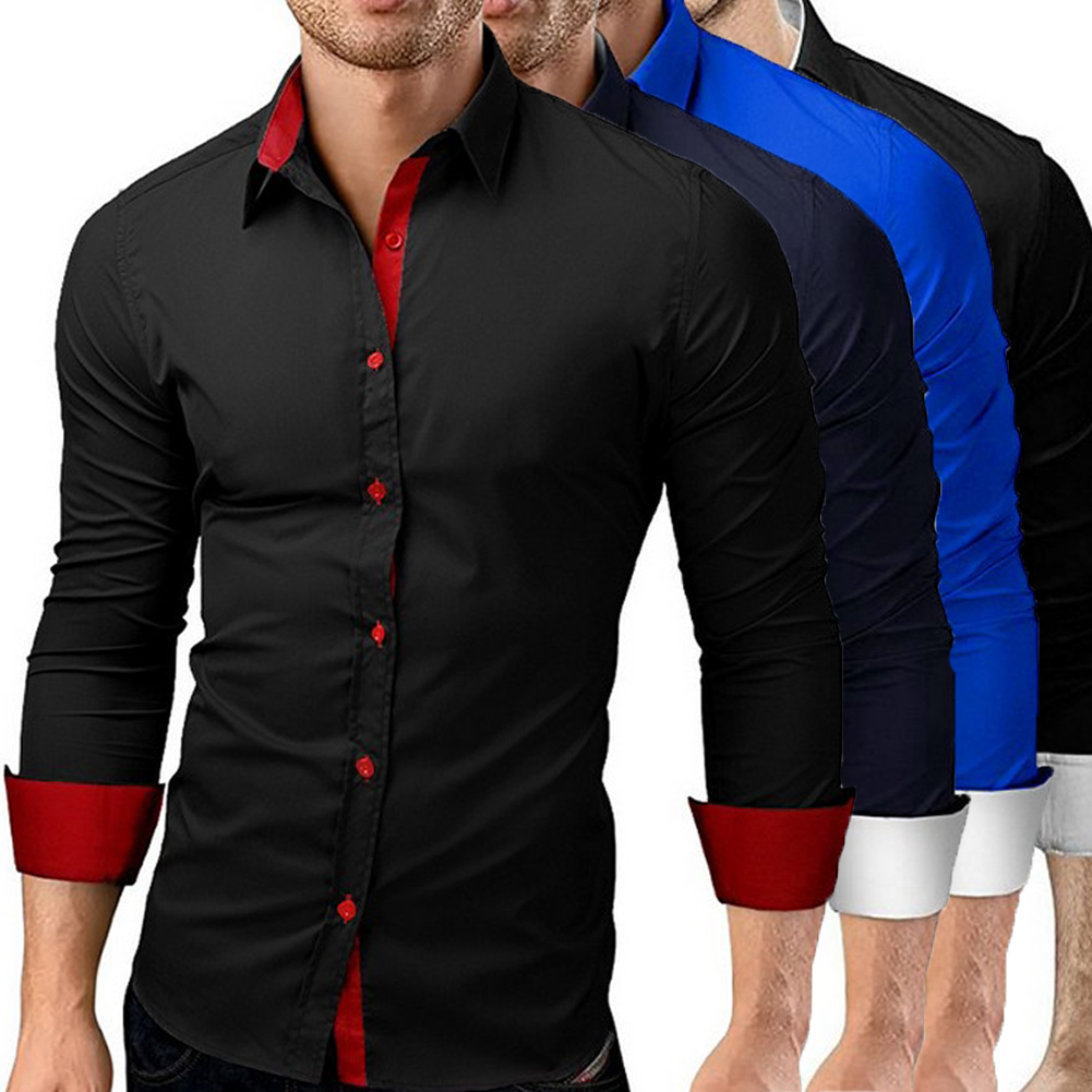 Mens red dress shirt slim fit