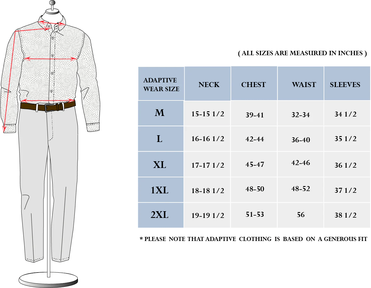 Men dress shirt size